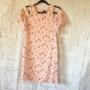 CITY STREETS PINK BIRDCAGE COLD SHOULDER DRESS 10